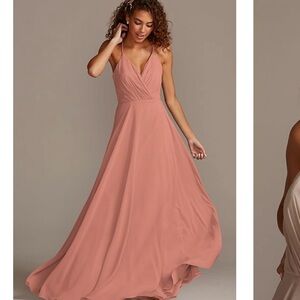 David’s Bridal - Spaghetti Strap Full Skirt Bridesmaid Dress NWT Desert Coral